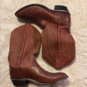 Brown Leather Western Cowboy Boots with Stitched Detailing